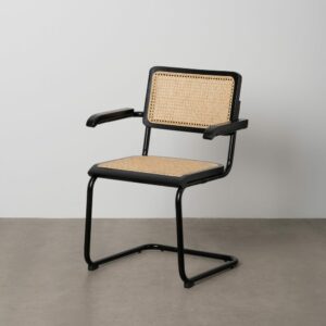 Silla Negro-Natural Madera-Ratán Salón 61,50 X 53 X 82,50 Cm Silla Negro-Natural Madera-Ratán Salón 61,50 X 53 X 82,50 Cm