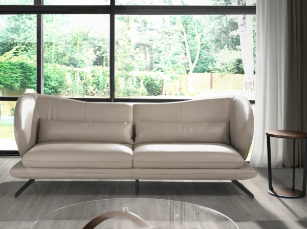 Sofá 3 plazas piel gris taupe