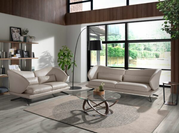 Sofá 3 plazas piel gris taupe