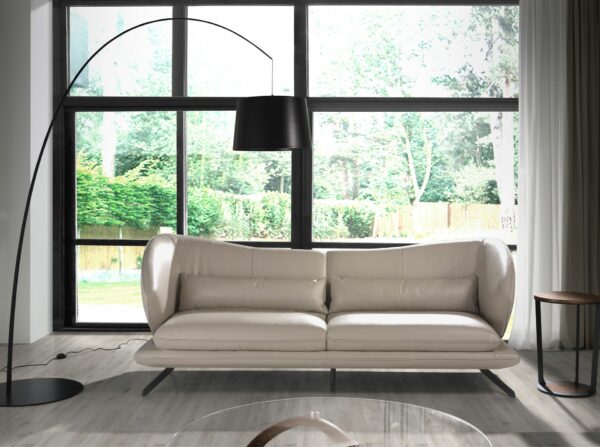 Sofá 3 plazas piel gris taupe