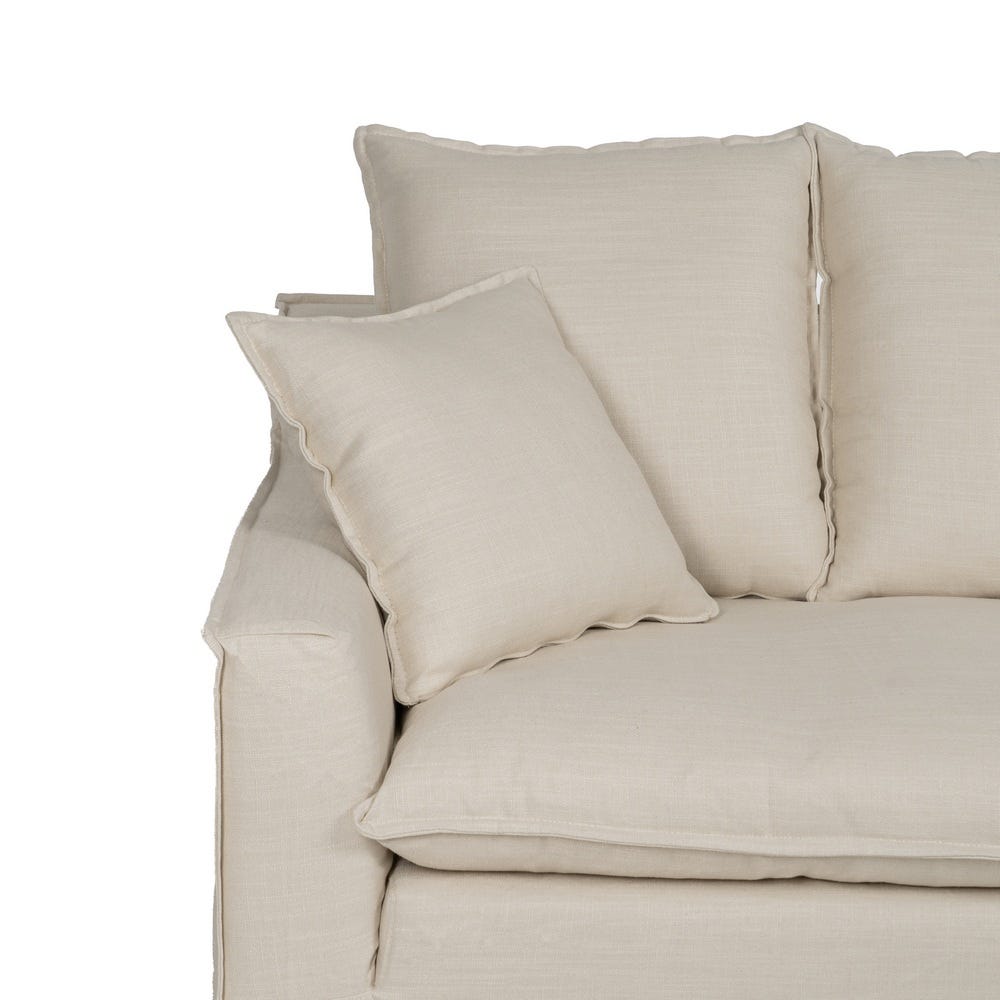 Sofá 4 Plazas Crema Tejido Salón 220 X 100 X 91 Cm Sofá 4 Plazas Crema Tejido Salón 220 X 100 X 91 Cm