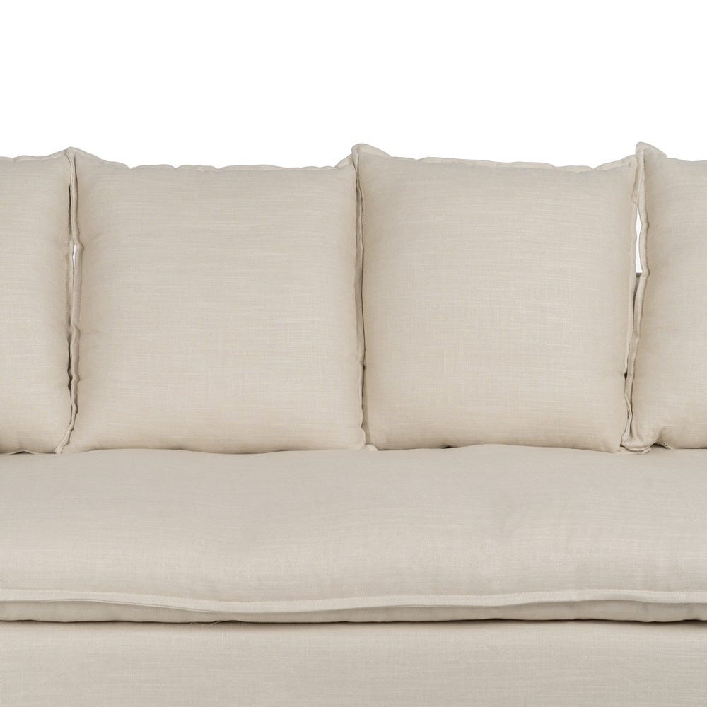 Sofá 4 Plazas Crema Tejido Salón 220 X 100 X 91 Cm Sofá 4 Plazas Crema Tejido Salón 220 X 100 X 91 Cm