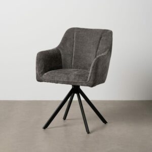 Silla Brazos Gris Oscuro Tejido-Metal 58 X 58 X 83 Cm Silla Brazos Gris Oscuro Tejido-Metal 58 X 58 X 83 Cm
