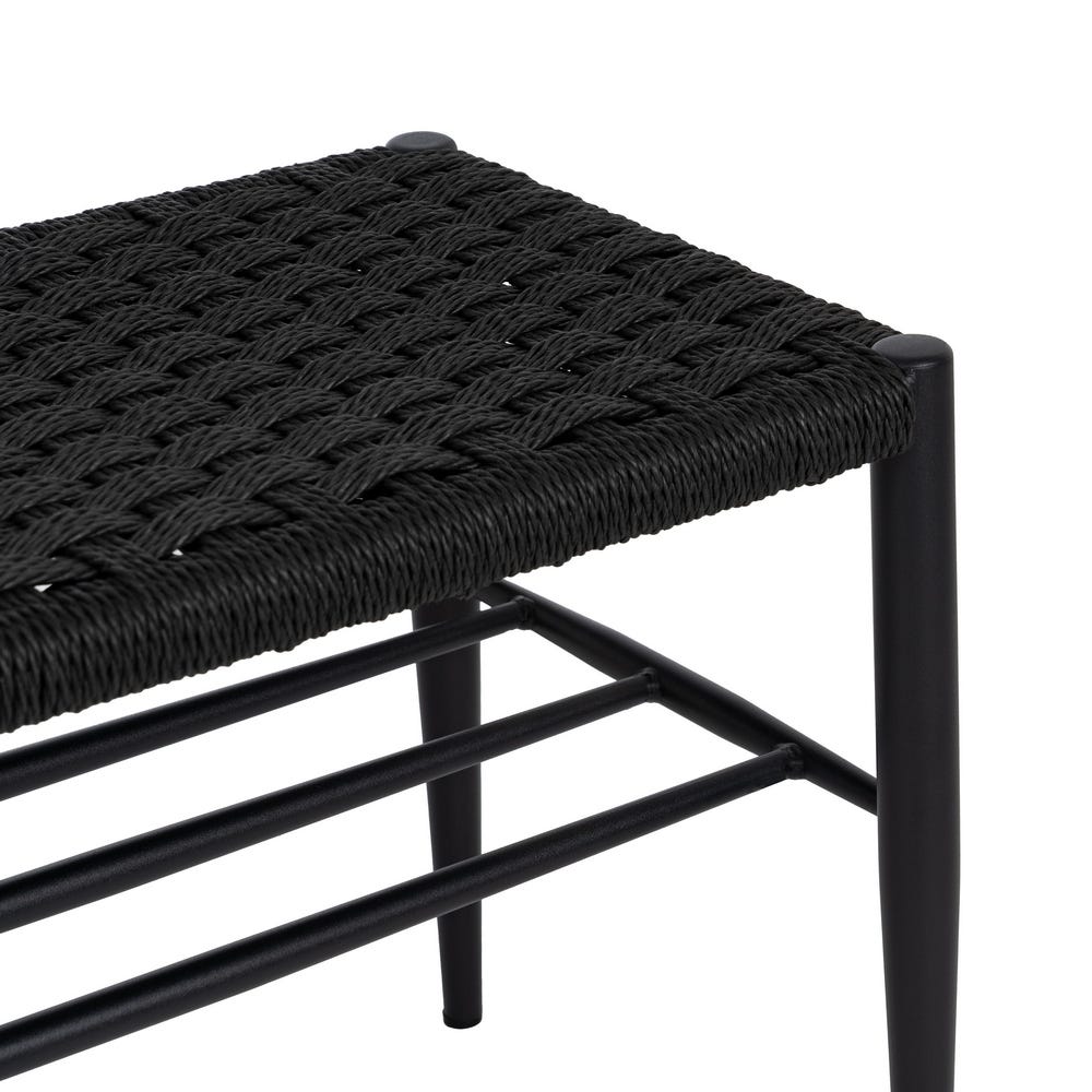 Banco Negro Cuerda-Metal 100 X 35 X 46 Cm Banco Negro Cuerda-Metal 100 X 35 X 46 Cm