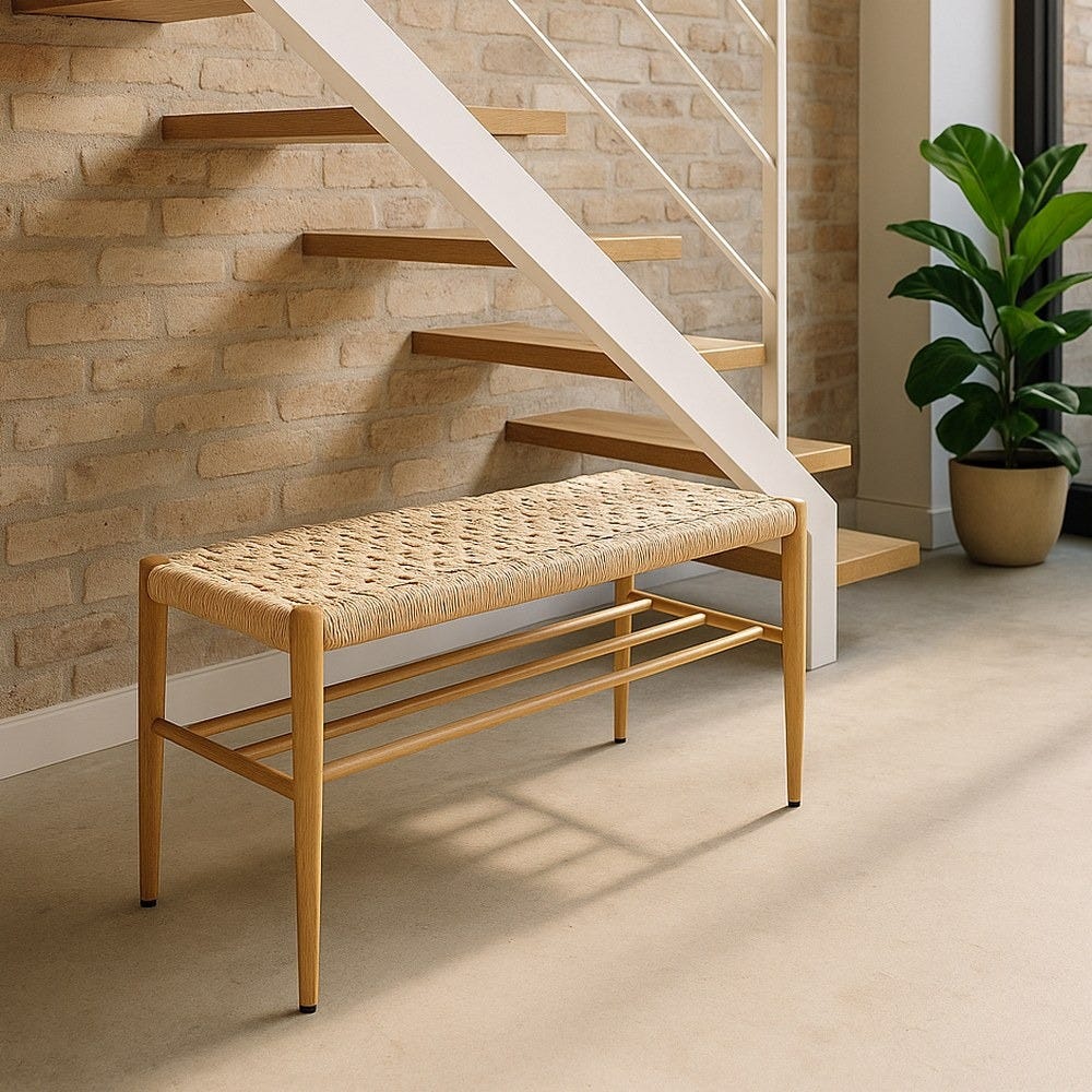 Banco Natural Cuerda-Metal 100 X 35 X 46 Cm Banco Natural Cuerda-Metal 100 X 35 X 46 Cm