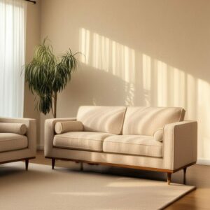 Sofá 2 Plazas Beige Tejido-Madera 172 X 91 X 84 Cm Sofá 2 Plazas Beige Tejido-Madera 172 X 91 X 84 Cm