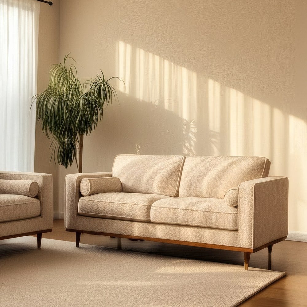 Sofá 2 Plazas Beige Tejido-Madera 172 X 91 X 84 Cm Sofá 2 Plazas Beige Tejido-Madera 172 X 91 X 84 Cm