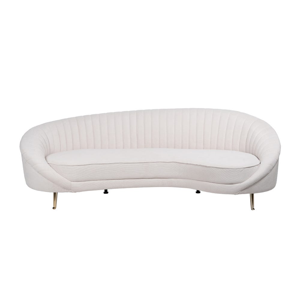 Sofá 3 Plazas Crema Tejido-Metal 247 X 105 X 81 Cm Sofá 3 Plazas Crema Tejido-Metal 247 X 105 X 81 Cm