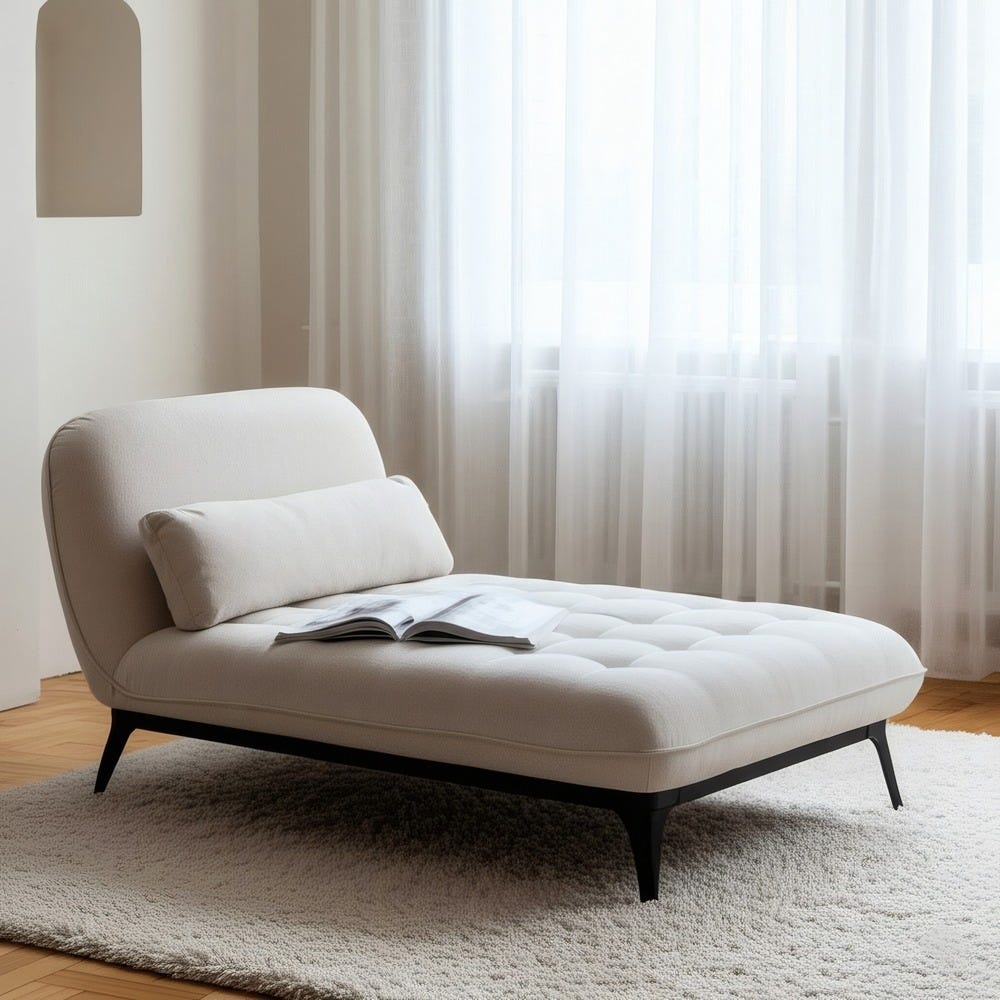 Chaise-Lounger Crema Tejido-Metal 168 X 90 X 82 Cm Chaise-Lounger Crema Tejido-Metal 168 X 90 X 82 Cm