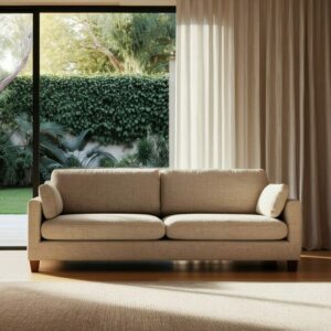 Sofá 3 Plazas Beige Tejido-Madera 221 X 90 X 87 Cm Sofá 3 Plazas Beige Tejido-Madera 221 X 90 X 87 Cm