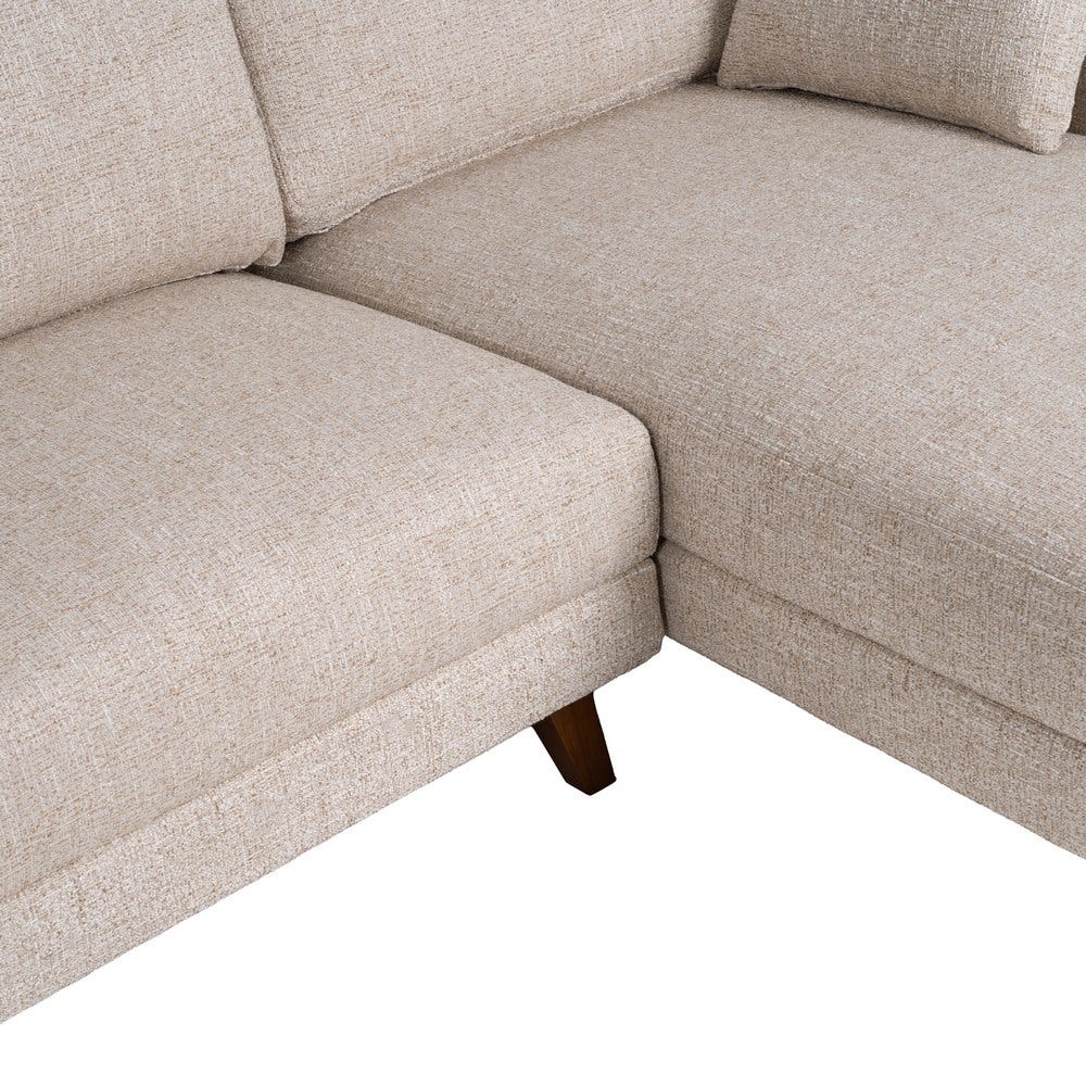 Sofá Chaise Longue Beige Tejido-Madera 240 X 155 X 86 Cm Sofá Chaise Longue Beige Tejido-Madera 240 X 155 X 86 Cm