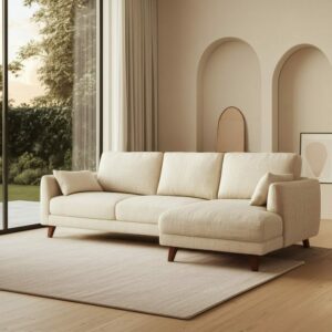 Sofá Chaise Longue Beige Tejido-Madera 240 X 155 X 86 Cm Sofá Chaise Longue Beige Tejido-Madera 240 X 155 X 86 Cm