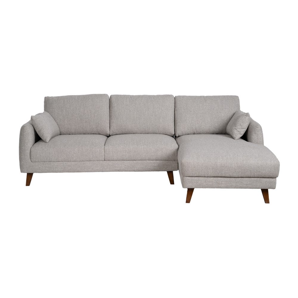 Sofá Chaise Longue Gris Tejido-Madera 240 X 155 X 86 Cm Sofá Chaise Longue Gris Tejido-Madera 240 X 155 X 86 Cm