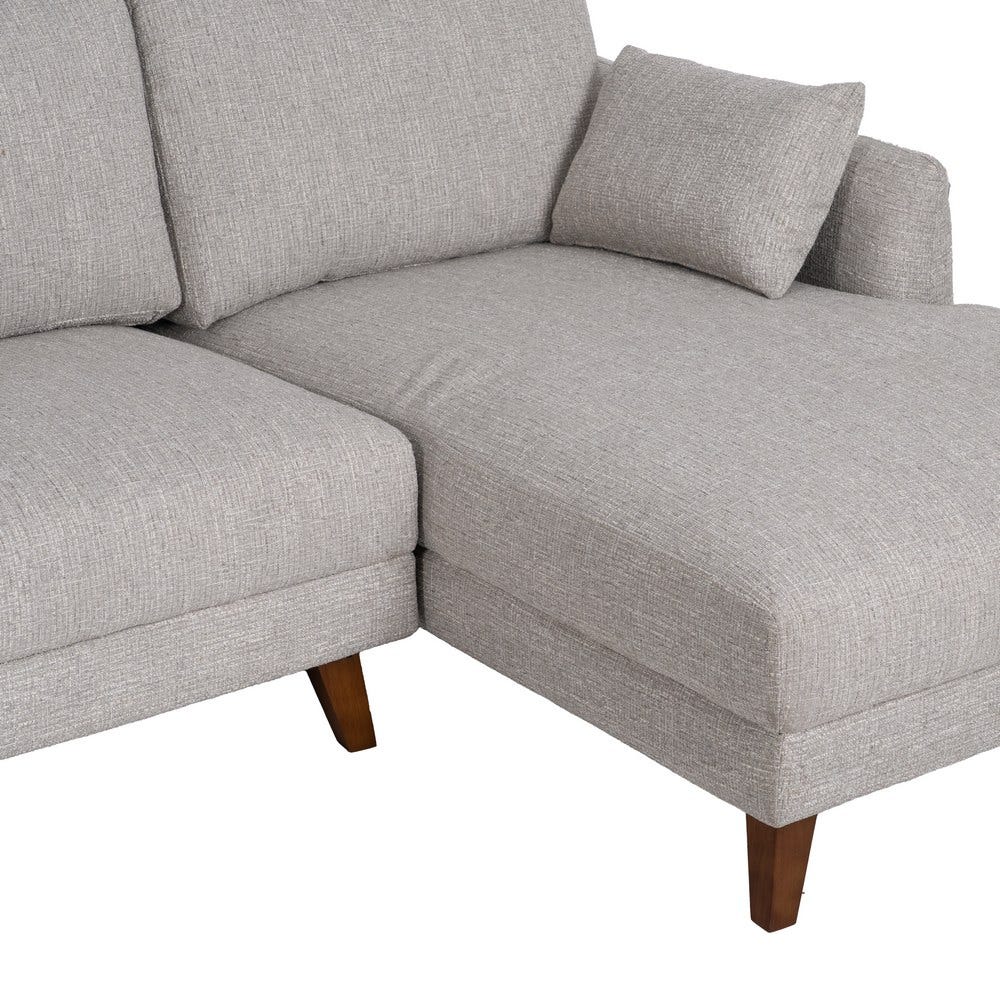 Sofá Chaise Longue Gris Tejido-Madera 240 X 155 X 86 Cm Sofá Chaise Longue Gris Tejido-Madera 240 X 155 X 86 Cm