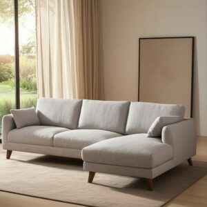Sofá Chaise Longue Gris Tejido-Madera 240 X 155 X 86 Cm Sofá Chaise Longue Gris Tejido-Madera 240 X 155 X 86 Cm