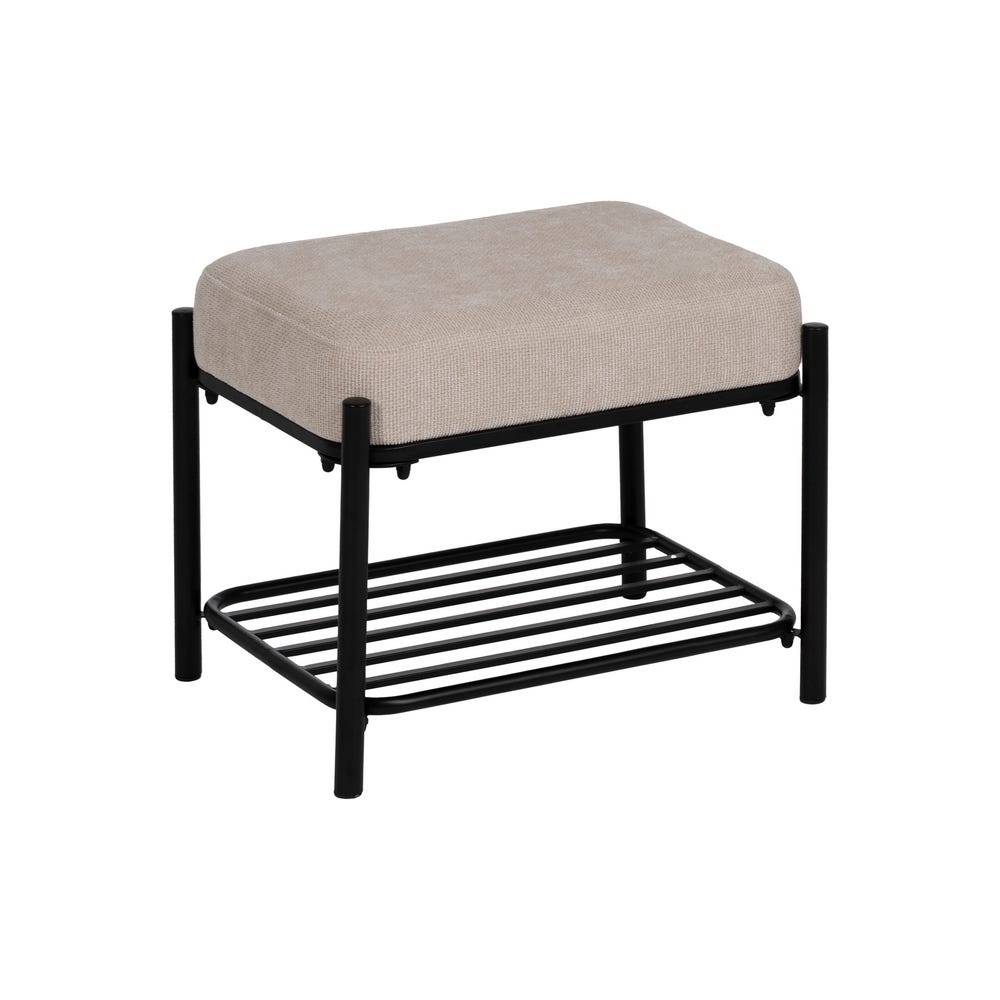 Banqueta Beige Tejido-Metal 51 X 37 X 45 Cm Banqueta Beige Tejido-Metal 51 X 37 X 45 Cm