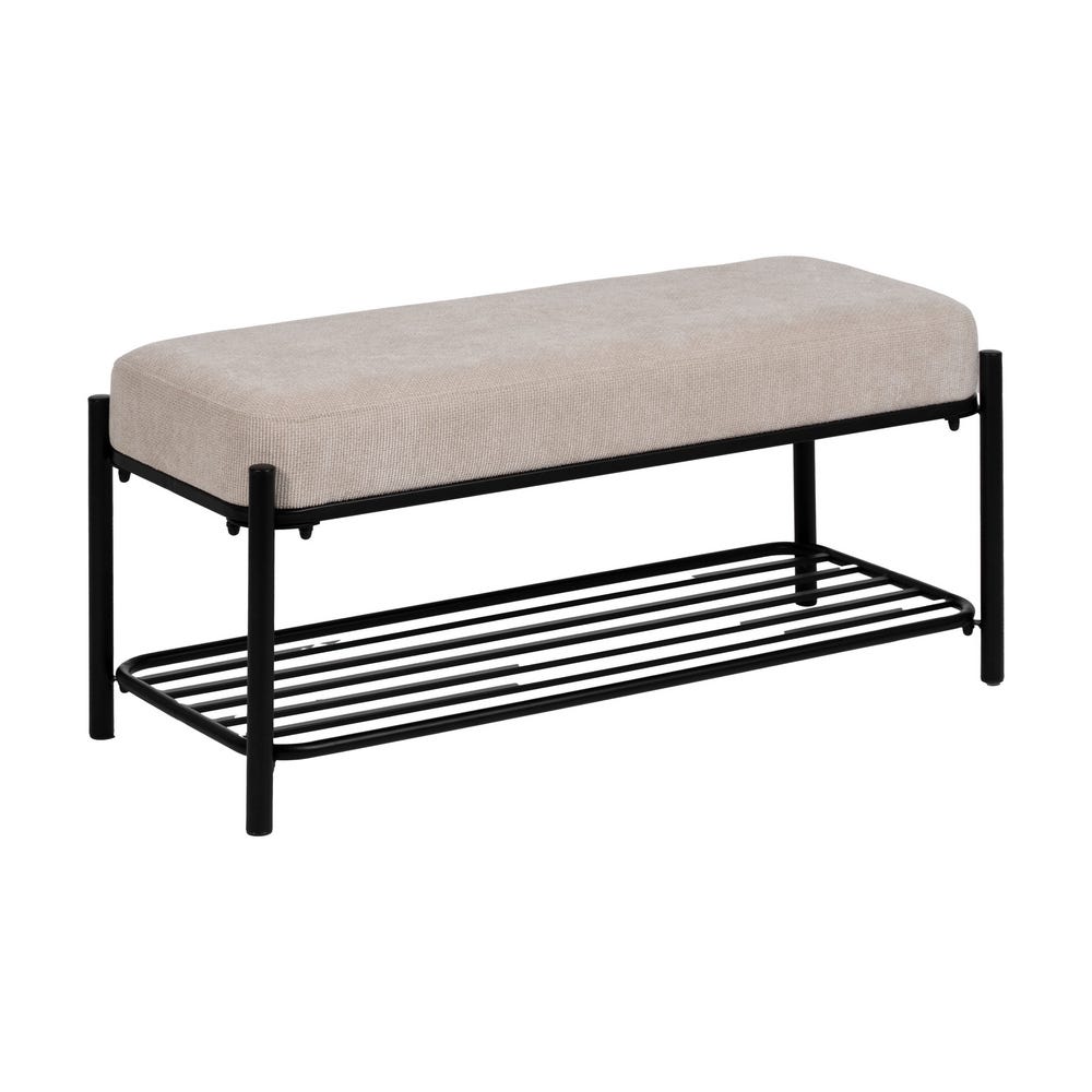 Banco Beige Tejido-Metal 91 X 36 X 45 Cm Banco Beige Tejido-Metal 91 X 36 X 45 Cm