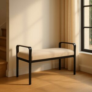 Banco Beige Tejido-Metal 121 X 46 X 52 Cm Banco Beige Tejido-Metal 121 X 46 X 52 Cm