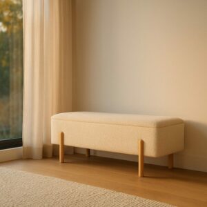 Banco Baúl Crema Dm-Tejido 122 X 42 X 45 Cm