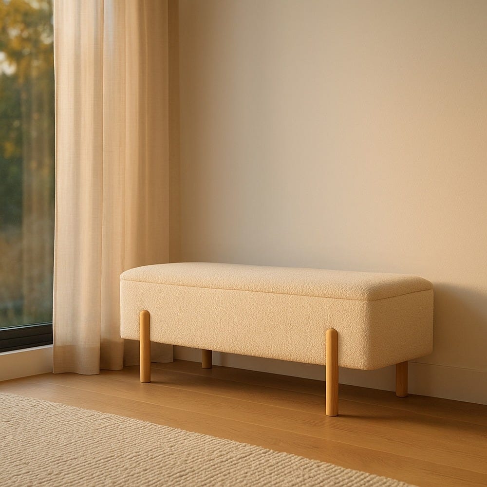 Banco Baúl Crema Dm-Tejido 122 X 42 X 45 Cm Banco Baúl Crema Dm-Tejido 122 X 42 X 45 Cm