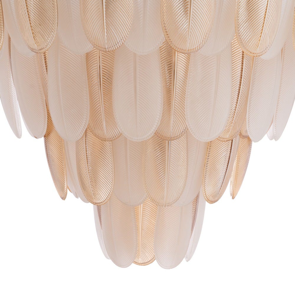 Lámpara Techo Plumas Champán Cristal 60 X 60 X 55 Cm Lámpara Techo Plumas Champán Cristal 60 X 60 X 55 Cm