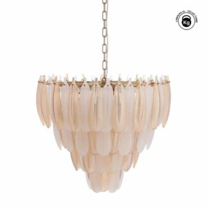Lámpara Techo Plumas Champán Cristal 60 X 60 X 55 Cm Lámpara Techo Plumas Champán Cristal 60 X 60 X 55 Cm
