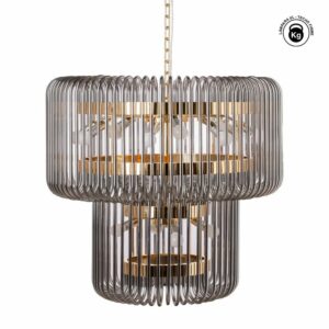 Lámpara Techo Oro-Gris Cristal 80 X 80 X 70 Cm