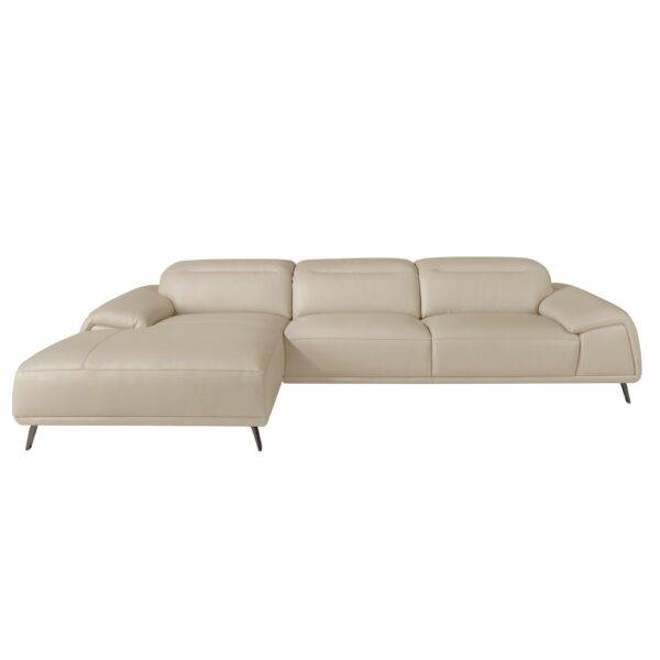 Sofá chaise longue izquierda piel gris taupe