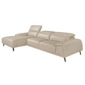Sofá chaise longue izquierda piel gris taupe