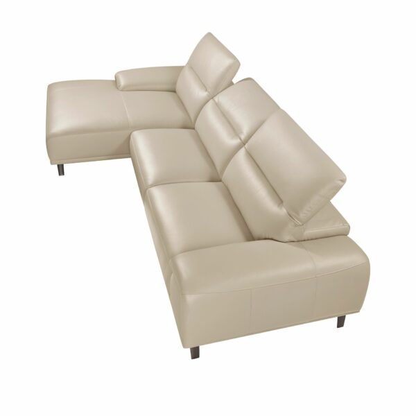Sofá chaise longue izquierda piel gris taupe
