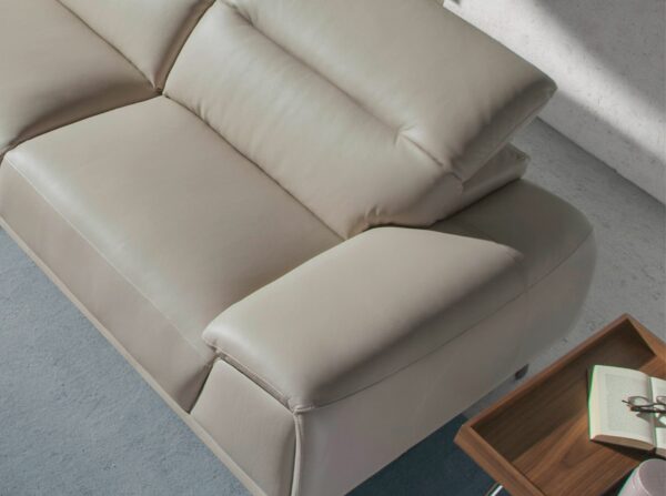 Sofá chaise longue izquierda piel gris taupe