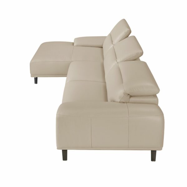 Sofá chaise longue izquierda piel gris taupe