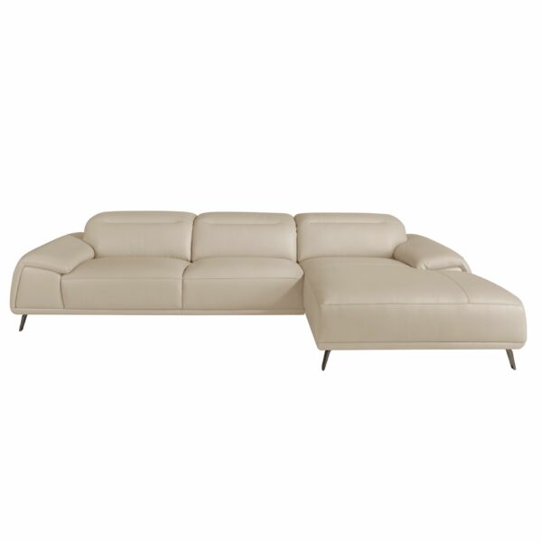 Sofá chaise longue derecha piel gris taupe