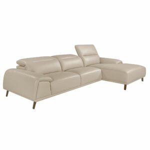 Sofá chaise longue derecha piel gris taupe