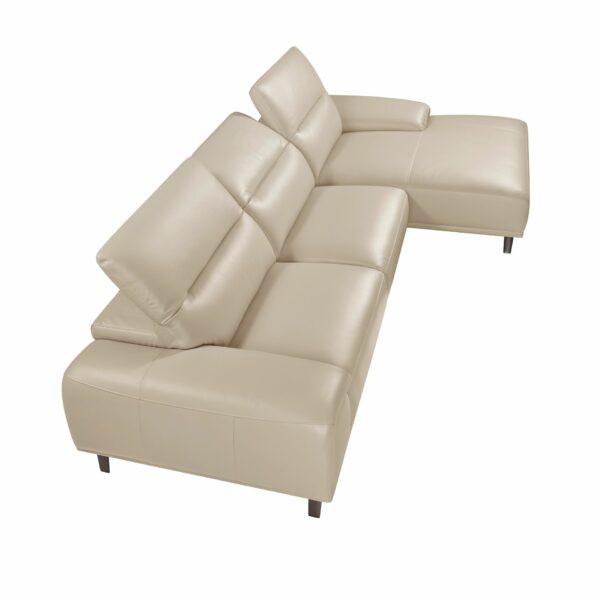 Sofá chaise longue derecha piel gris taupe