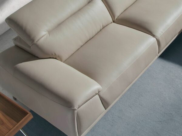 Sofá chaise longue derecha piel gris taupe