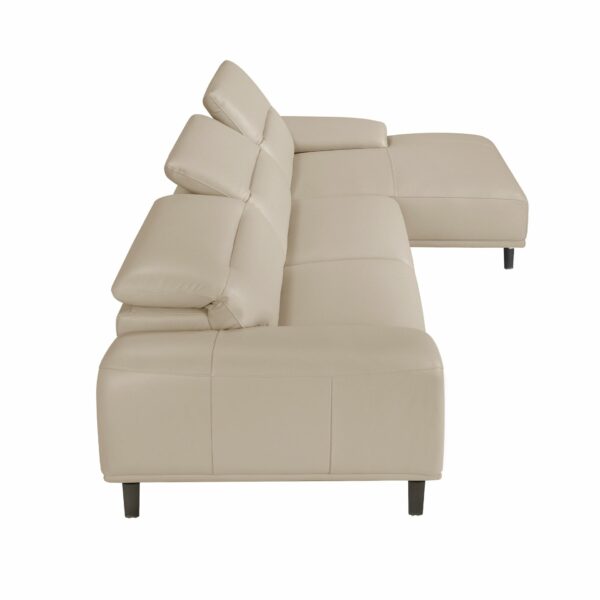Sofá chaise longue derecha piel gris taupe