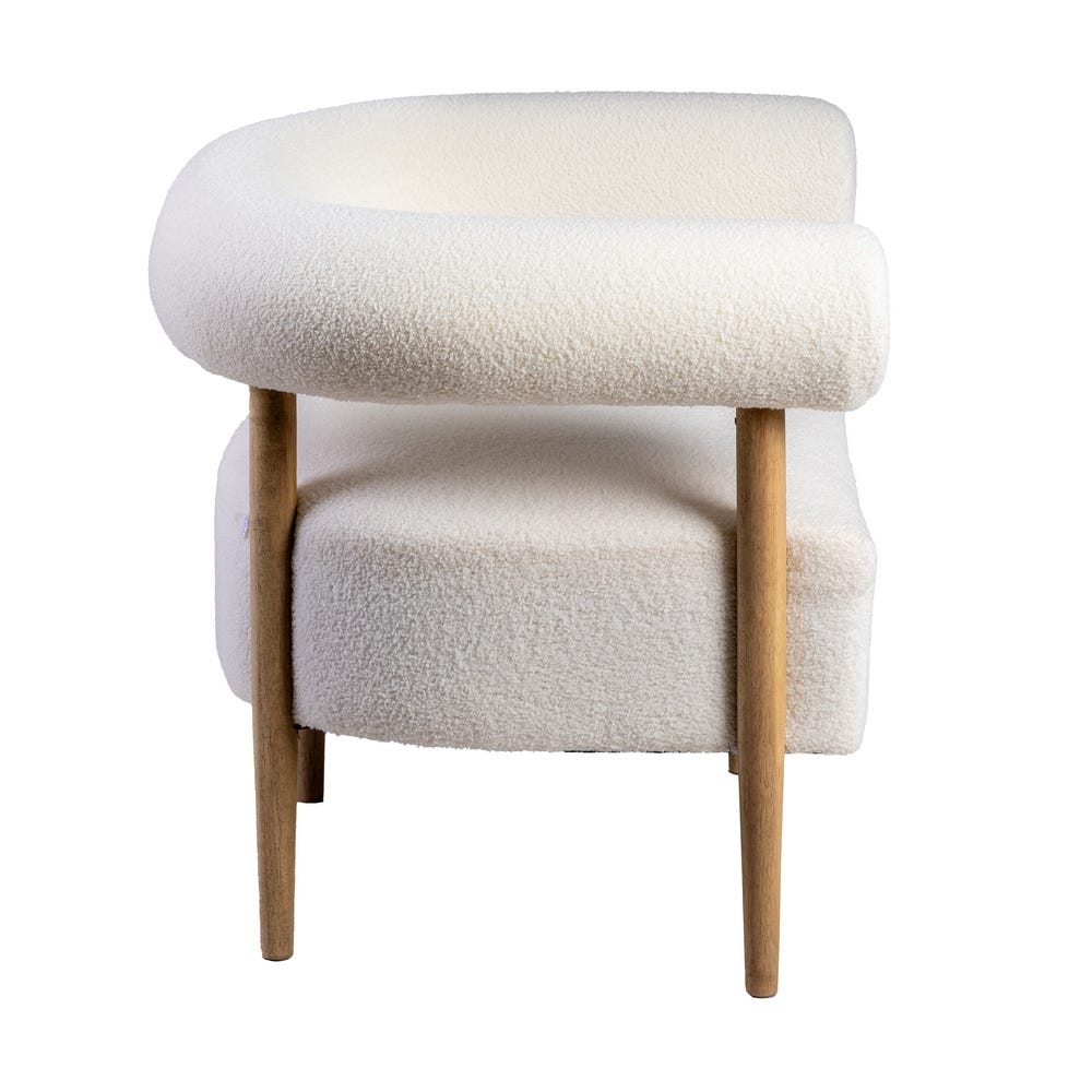 Sillón Beige Tejido-Madera Salón 80 X 67 X 69 Cm Sillón Beige Tejido-Madera Salón 80 X 67 X 69 Cm