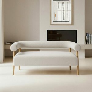 Sofá 2 Plazas Beige Tejido-Madera Salón 143 X 67 X 69 Cm Sofá 2 Plazas Beige Tejido-Madera Salón 143 X 67 X 69 Cm