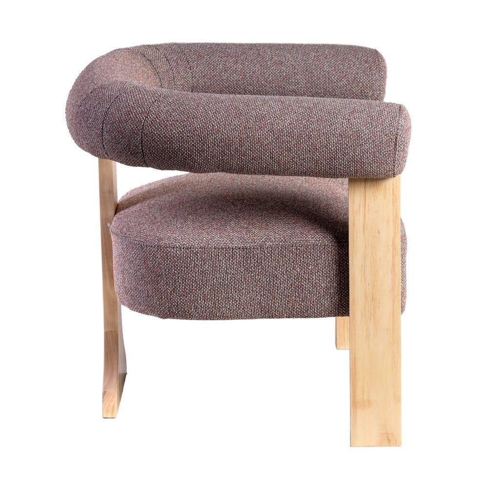 Sillón Jaspeado Gris-Rosa Tejido-Madera 84 X 69 X 72 Cm Sillón Jaspeado Gris-Rosa Tejido-Madera 84 X 69 X 72 Cm