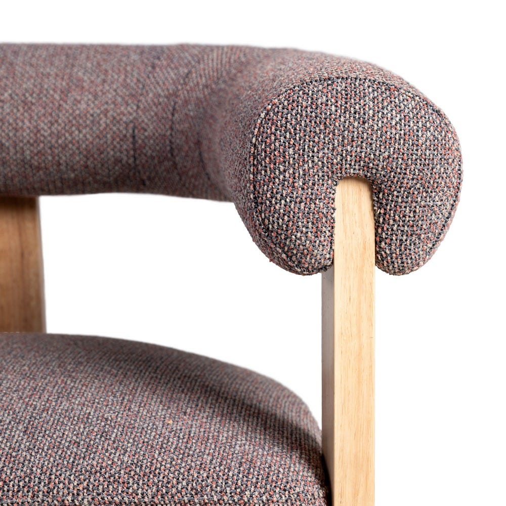 Sillón Jaspeado Gris-Rosa Tejido-Madera 84 X 69 X 72 Cm Sillón Jaspeado Gris-Rosa Tejido-Madera 84 X 69 X 72 Cm