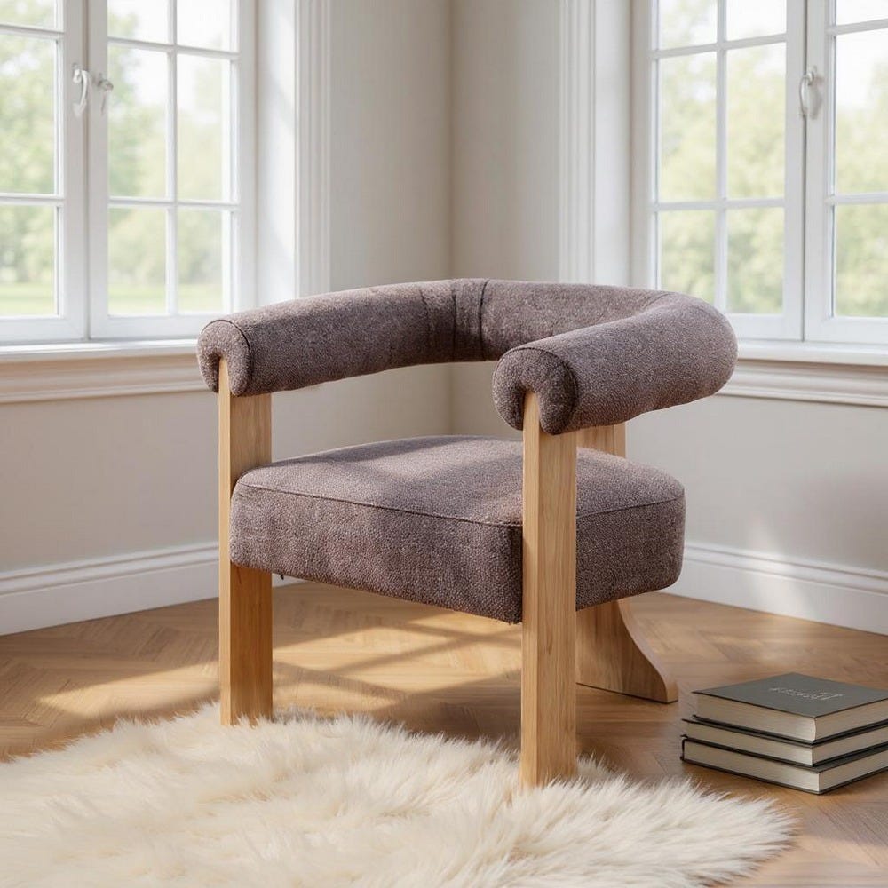 Sillón Jaspeado Gris-Rosa Tejido-Madera 84 X 69 X 72 Cm Sillón Jaspeado Gris-Rosa Tejido-Madera 84 X 69 X 72 Cm