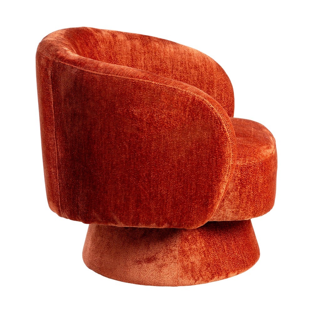 Sillón Giratorio Terracota Tejido Salón 78 X 79 X 77 Cm Sillón Giratorio Terracota Tejido Salón 78 X 79 X 77 Cm