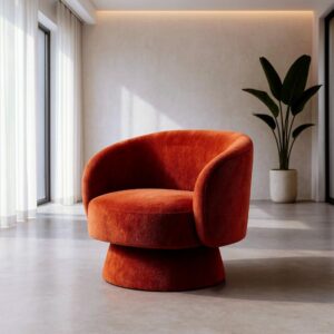 Sillón Giratorio Terracota Tejido Salón 78 X 79 X 77 Cm Sillón Giratorio Terracota Tejido Salón 78 X 79 X 77 Cm