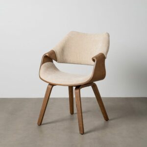 Silla Crema-Marrón Tejido-Madera 61 X 56 X 82 Cm Silla Crema-Marrón Tejido-Madera 61 X 56 X 82 Cm