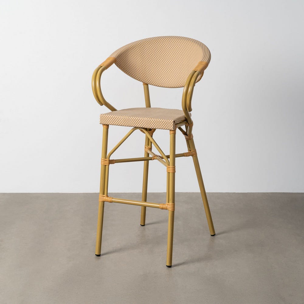 Taburete Beige Aluminio-Textileno 57 X 62 X 111 Cm Taburete Beige Aluminio-Textileno 57 X 62 X 111 Cm