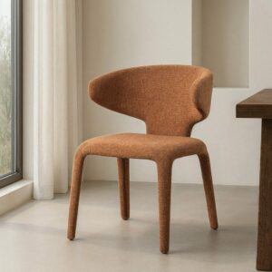 Silla Jaspeado Marrón Tejido Salón 58 X 60 X 81 Cm