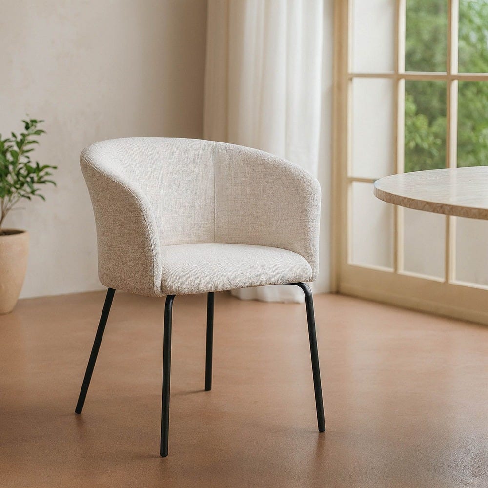 Silla Crema Tejido-Metal Salón 61 X 56 X 77,50 Cm Silla Crema Tejido-Metal Salón 61 X 56 X 77,50 Cm