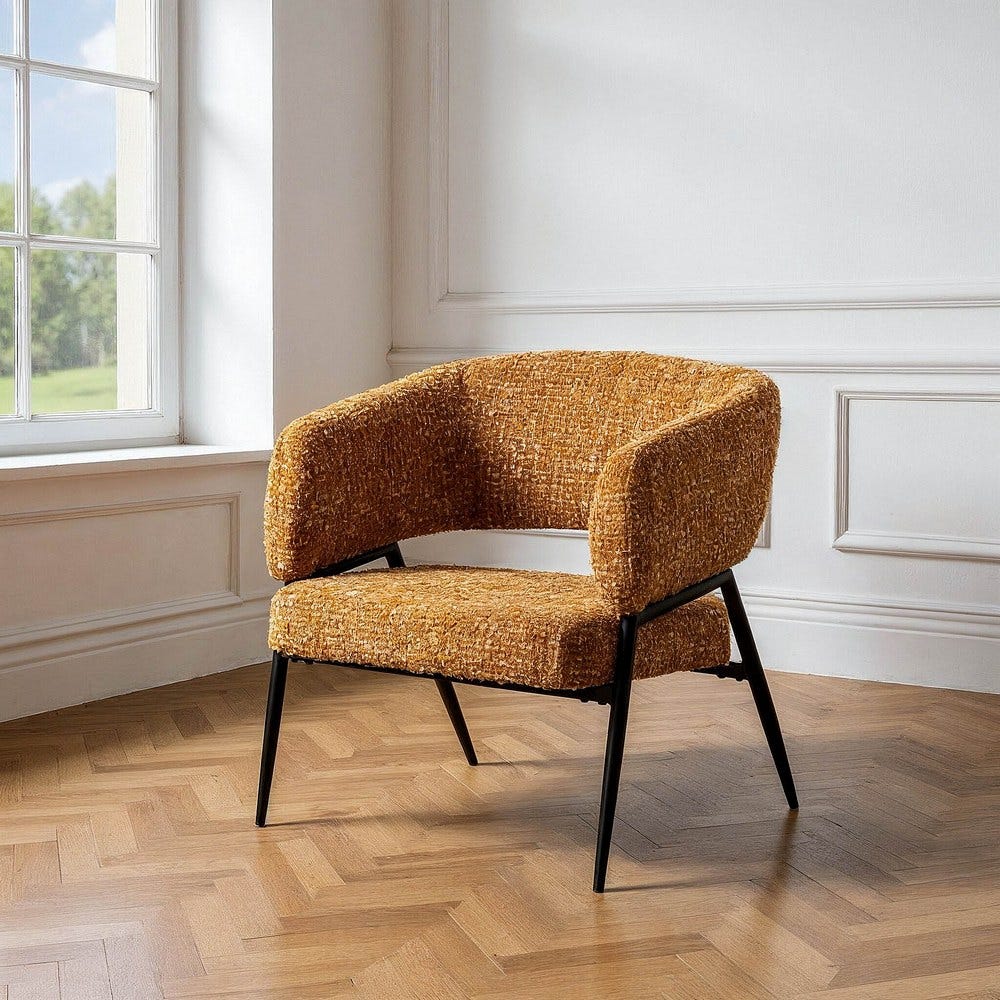 Sillón Mostaza Tejido-Metal Salón 71 X 70 X 75 Cm Sillón Mostaza Tejido-Metal Salón 71 X 70 X 75 Cm