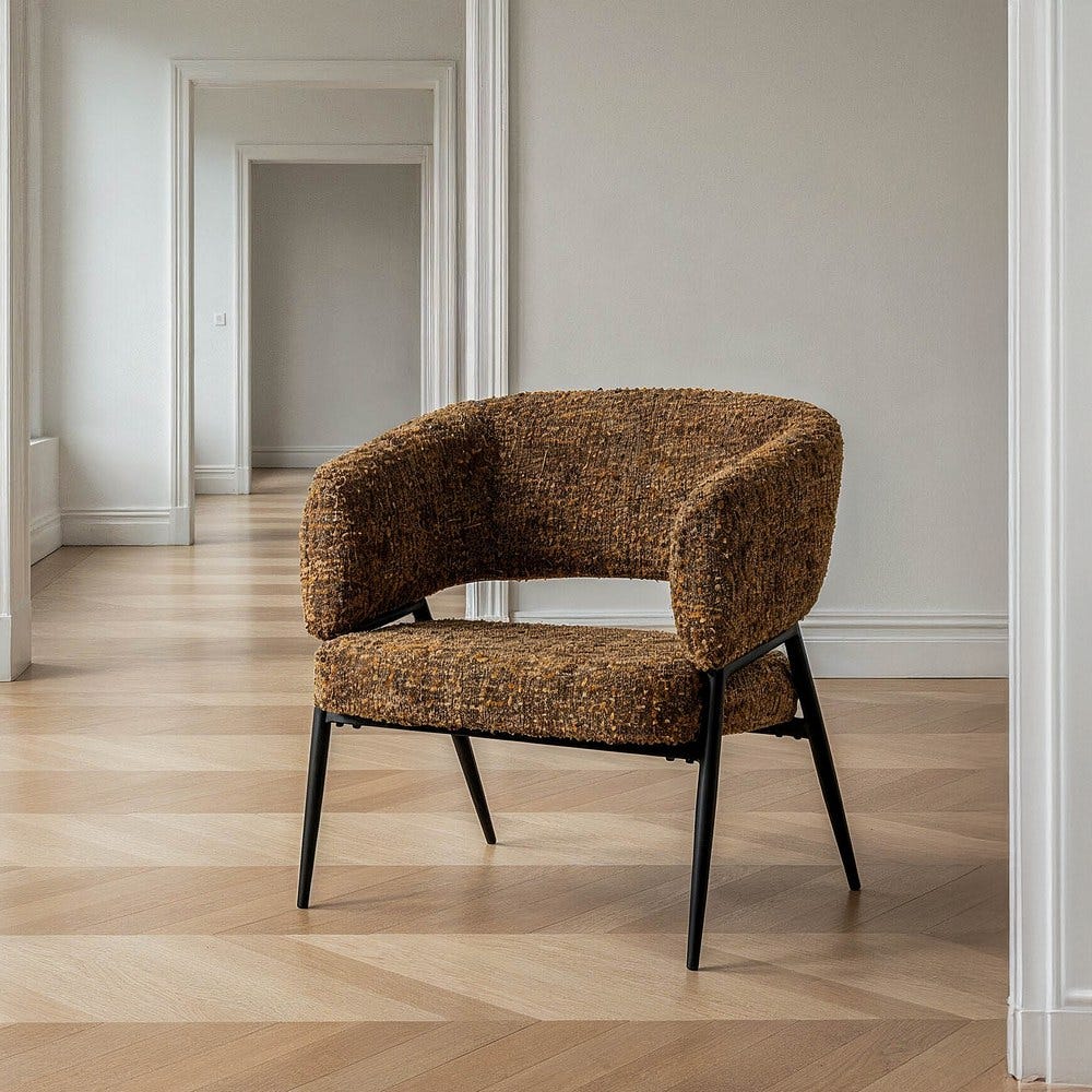 Sillón Jaspeado Marrón Tejido-Metal 71 X 70 X 75 Cm Sillón Jaspeado Marrón Tejido-Metal 71 X 70 X 75 Cm